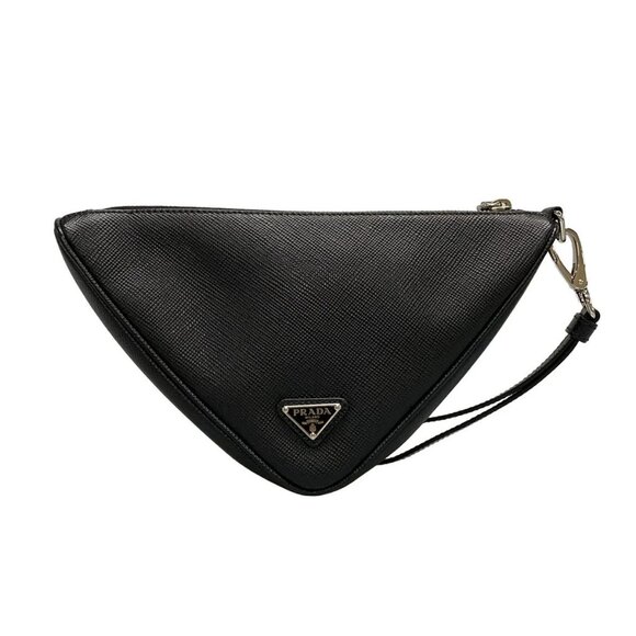 Auth PRADA - 2NE054 Black Saffiano Leather Clutch Bag - Picture 2 of 16